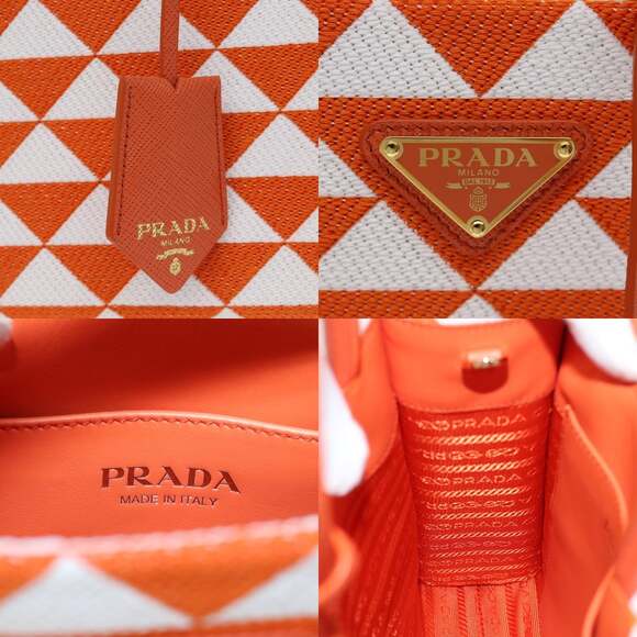 PRADA Hand Bag Canvas Orange - Picture 12 of 13